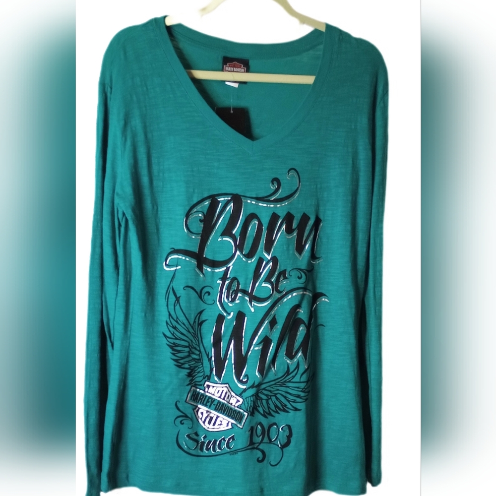 Harley-Davidson Green Long Sleeve Graphic Tee
